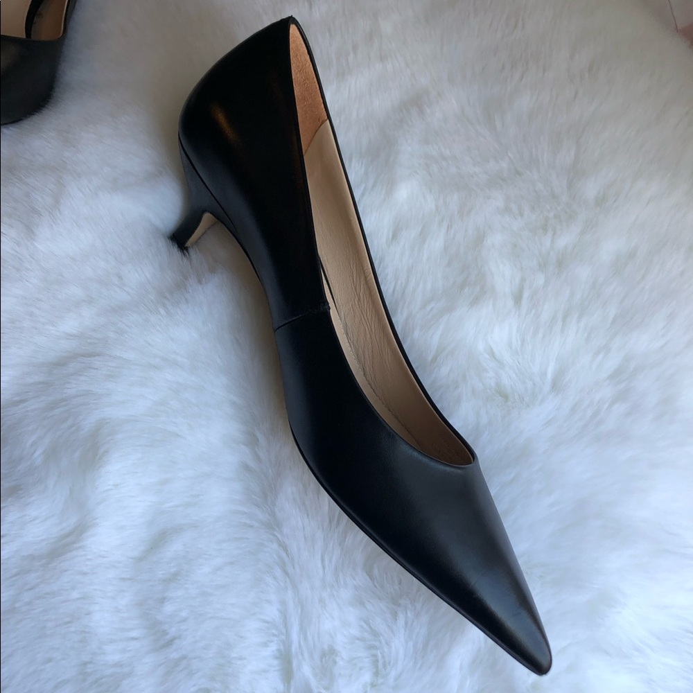 Black leather kitten heels